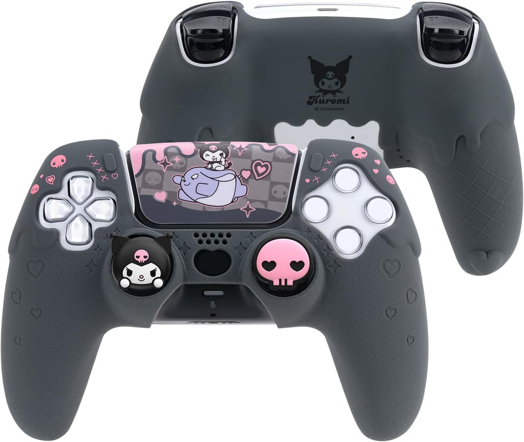 Silicone PS5 Controller Cover Skin Set,Anti-Slip Soft Protective Case for Ps5 Wireless Controller with 2 Thumb Grip Caps and 1 Sticker (Kml-Black)