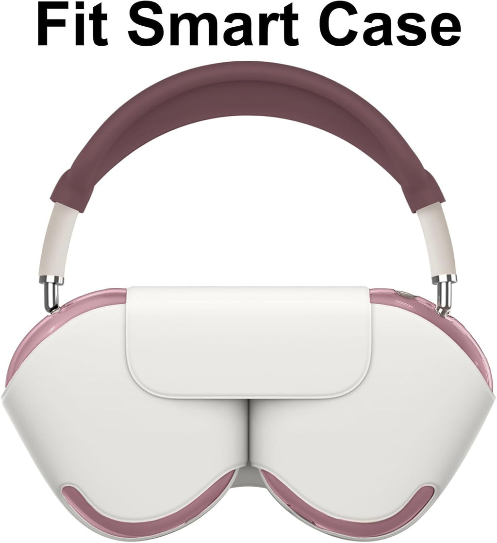 [4 in 1] Silicone Case Cover for Airpods Max, Clear Soft TPU Ear Cups Cover/Ear Pad Case Covers/Headband Covers Transparent Accessories for Apple Airpods Max (2024/2020)(Usb-C/Lightning), Burgundy