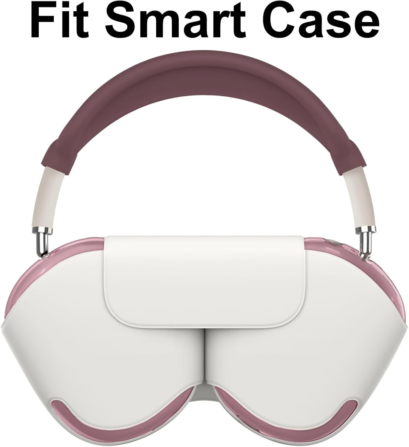 [4 in 1] Silicone Case Cover for Airpods Max, Clear Soft TPU Ear Cups Cover/Ear Pad Case Covers/Headband Covers Transparent Accessories for Apple Airpods Max (2024/2020)(Usb-C/Lightning), Burgundy