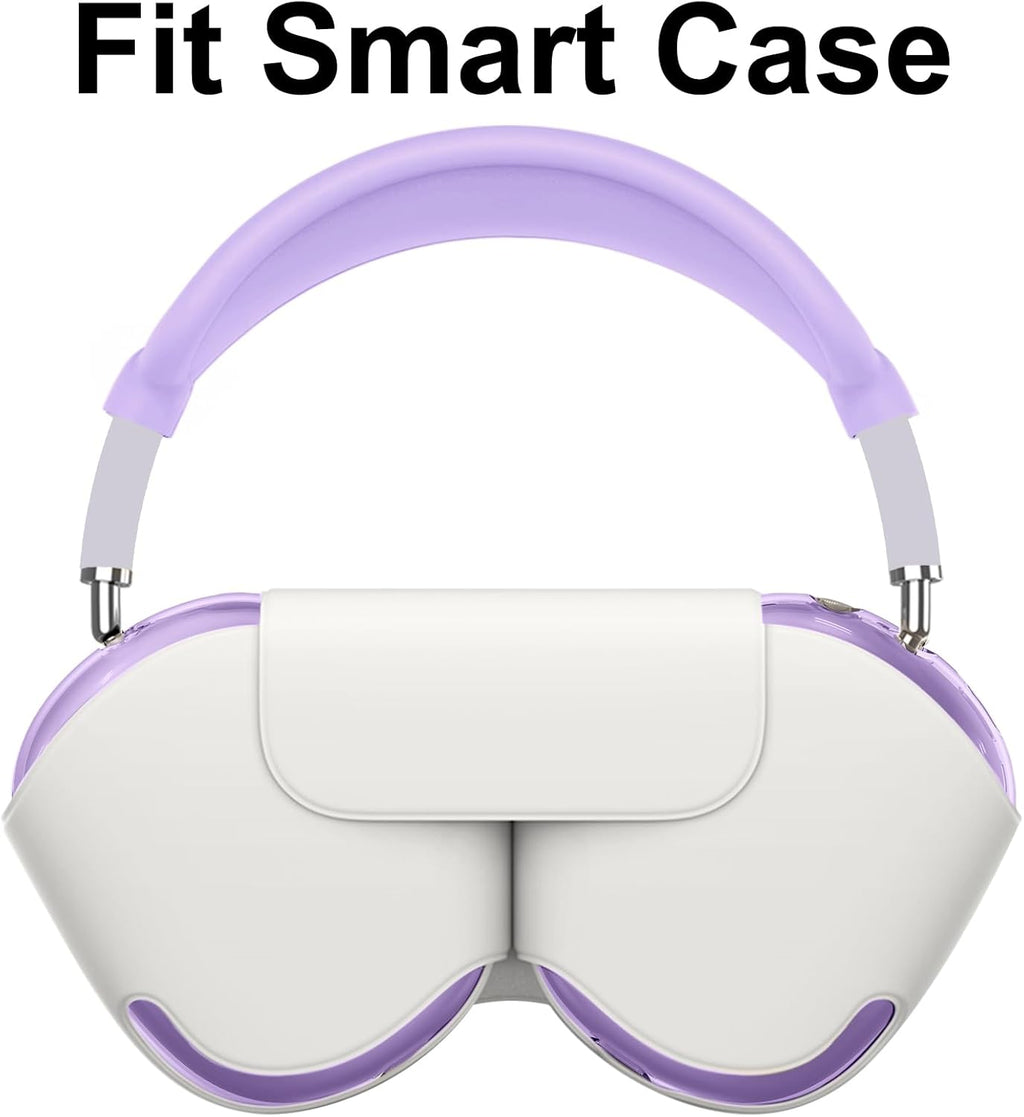 [4 in 1] Silicone Case Cover for Airpods Max,Clear Soft TPU Ear Cups Cover/Ear Pad Case/Headband Covers for Airpods Max(2024/2020),Transparent Accessories for Apple Airpod Max (Usb-C),Pastel Lilac