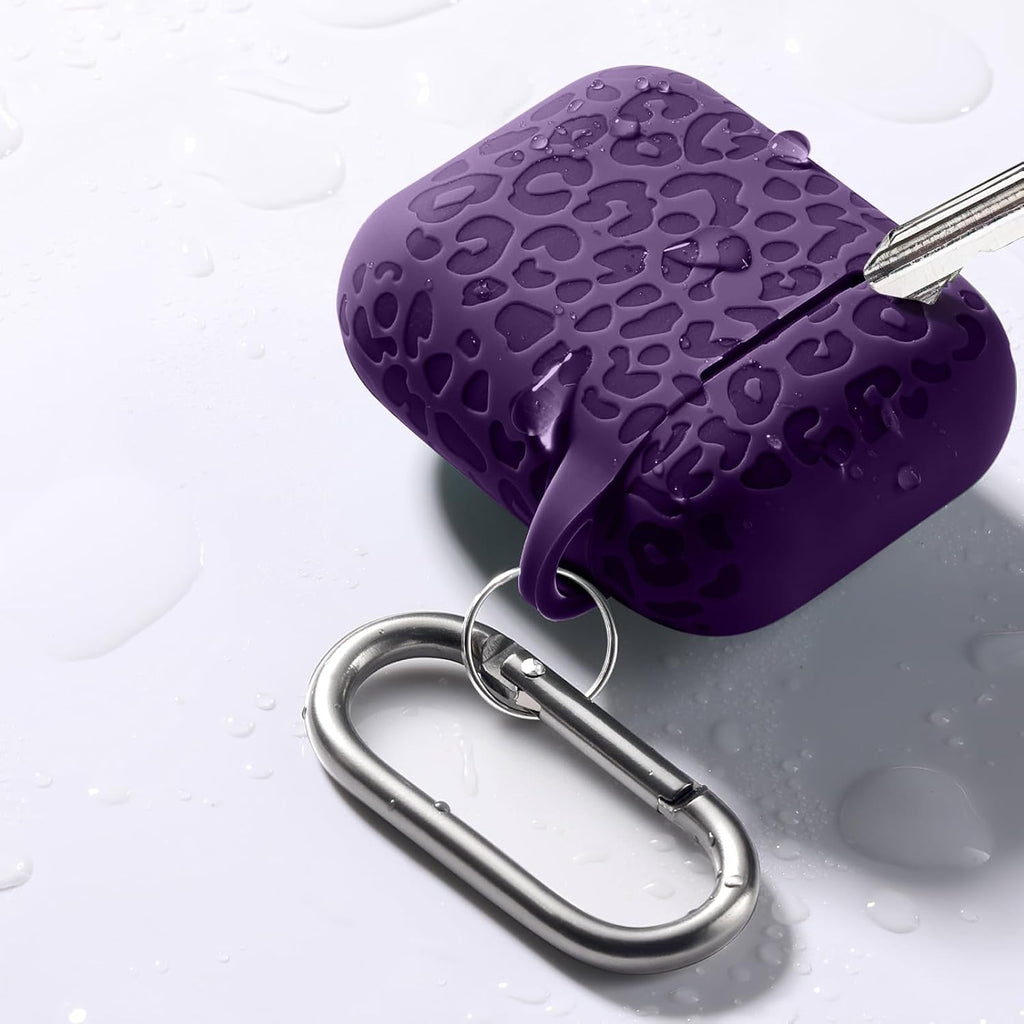Compatible with Airpod Case and Airpods 2Nd Generation Case Leopard Engraved Skin Cover Compatible with Apple Airpods 2Nd/1St Charging Case,Cute Soft Silicone Full Protective, Purple