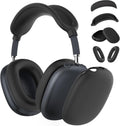Silicone Case Cover for Airpods Max Headphones, 4 in 1 Accessories Kit: Anti-Scratch Ear Cups/Ear Pad Case/Up down Headband Cover for Airpod Max, Soft Skin Protector for Airpods Max Cover (Black)