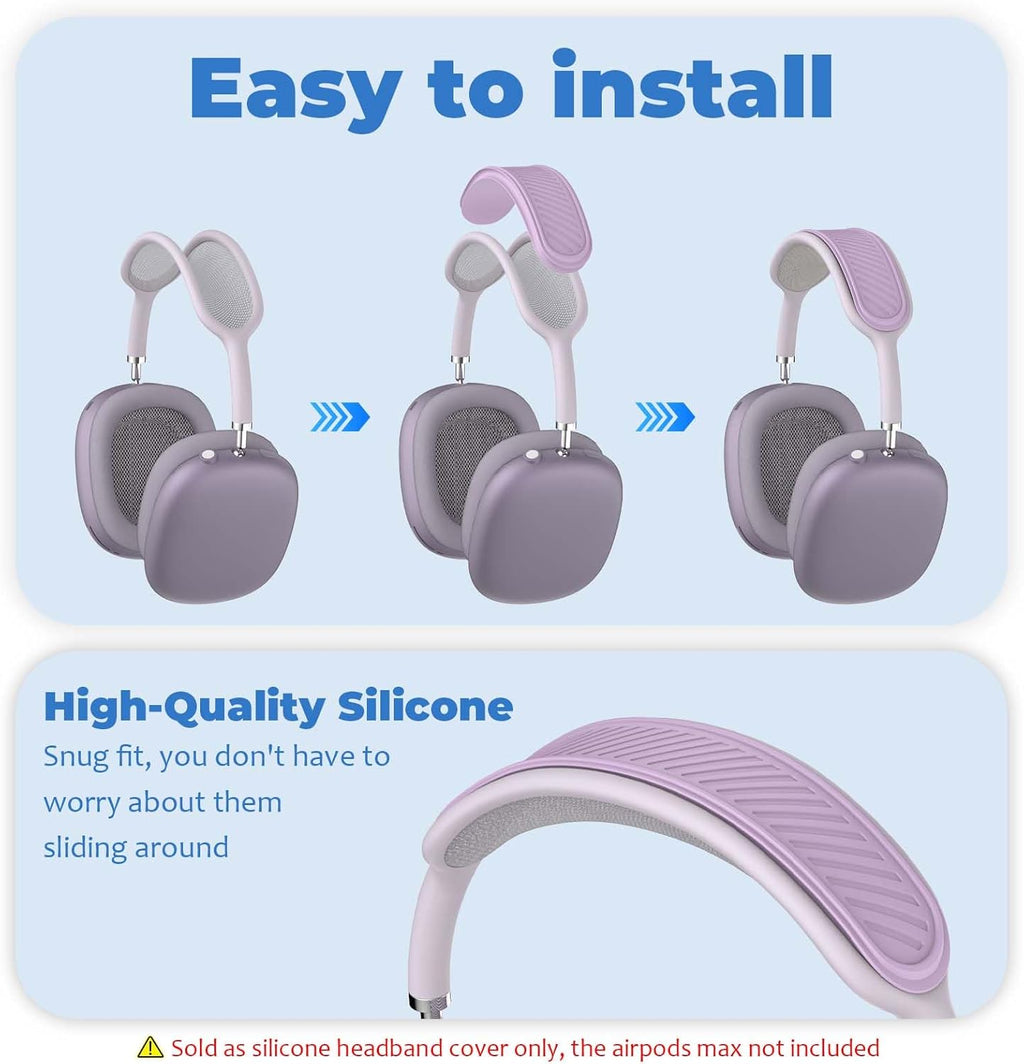 Headband Cover for Airpods Max (New 2024) - Soft Silicone Protector, Comfort Cushion, Top Pad Accessory Compatible with Apple Airpods Max (Purple)
