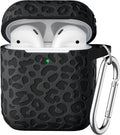 Compatible with Airpod Case and Airpods 2Nd Generation Case Leopard Print Engraved Skin Cover Compatible with Apple Airpods 2Nd/1St Charging Case with Keychain, Black