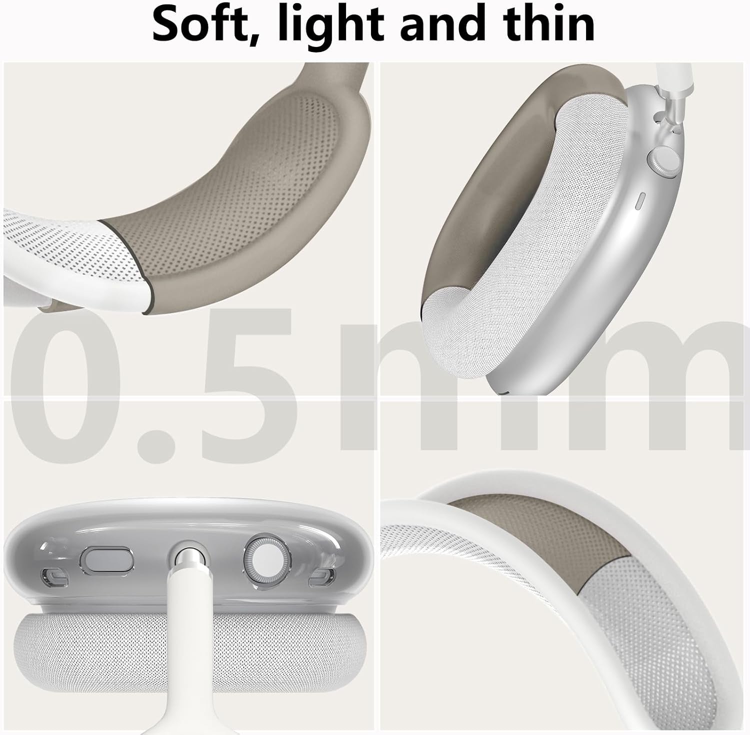 Silicone Case Cover for Airpods Max 2, Clear Soft TPU Ear Cups Cover/Ear Pad Case Cover/Headband Cover for Airpods Max 2/1 (2026/2024/2020),Transparent Accessories for Apple Airpods Max, Foggy Black