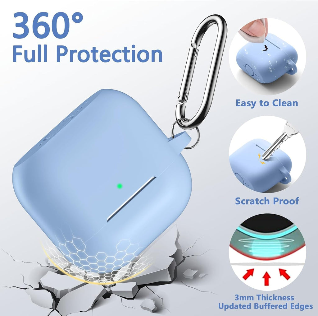 Compatible with Airpods 4 Case Cover for Women and Men, Soft Silicone Protective Covers for Airpods 4Th Generation 2024 Cases with Cleaner Kit and Keychain Front LED Visible Lilac
