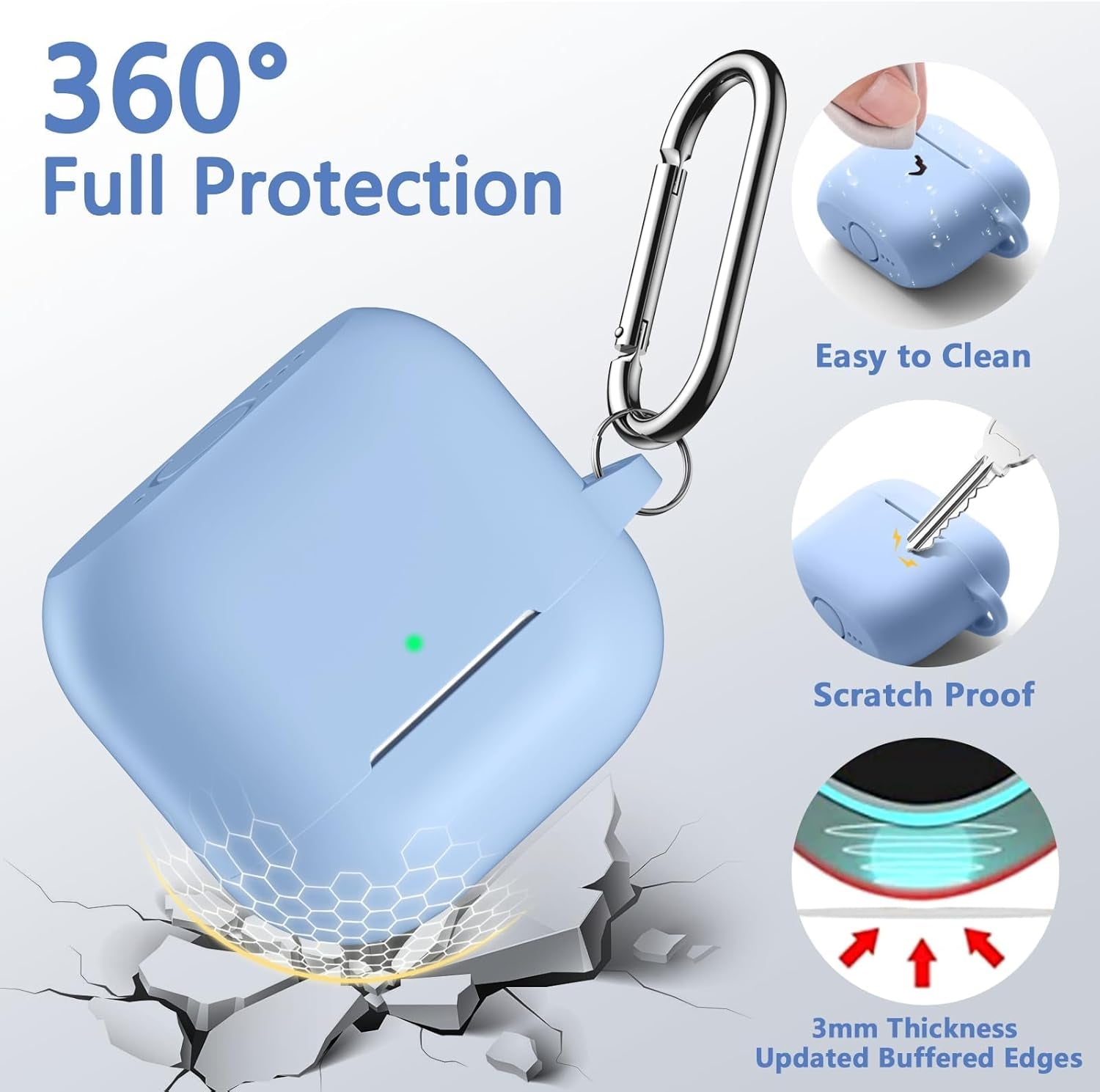 Compatible with Airpods 4 Case Cover for Women and Men, Soft Silicone Protective Covers for Airpods 4Th Generation 2024 Cases with Cleaner Kit and Keychain Front LED Visible Lilac