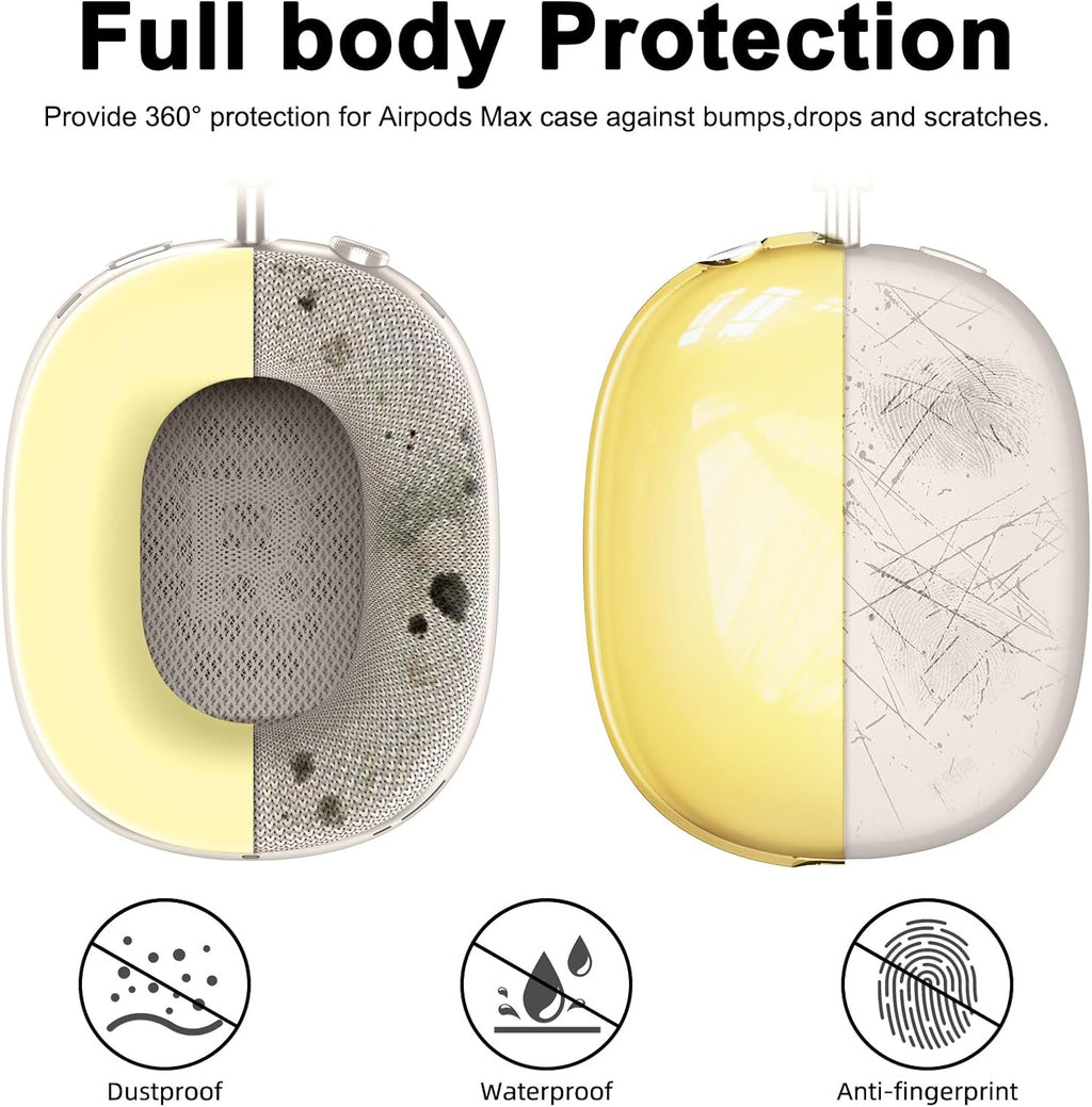 Silicone Case Cover for Airpods Max 2, Clear Soft TPU Ear Cups Cover/Ear Pad Case Cover/Headband Cover for Airpods Max 2/1 (2026/2024/2020), Transparent Accessories for Apple Airpods Max, Yellow