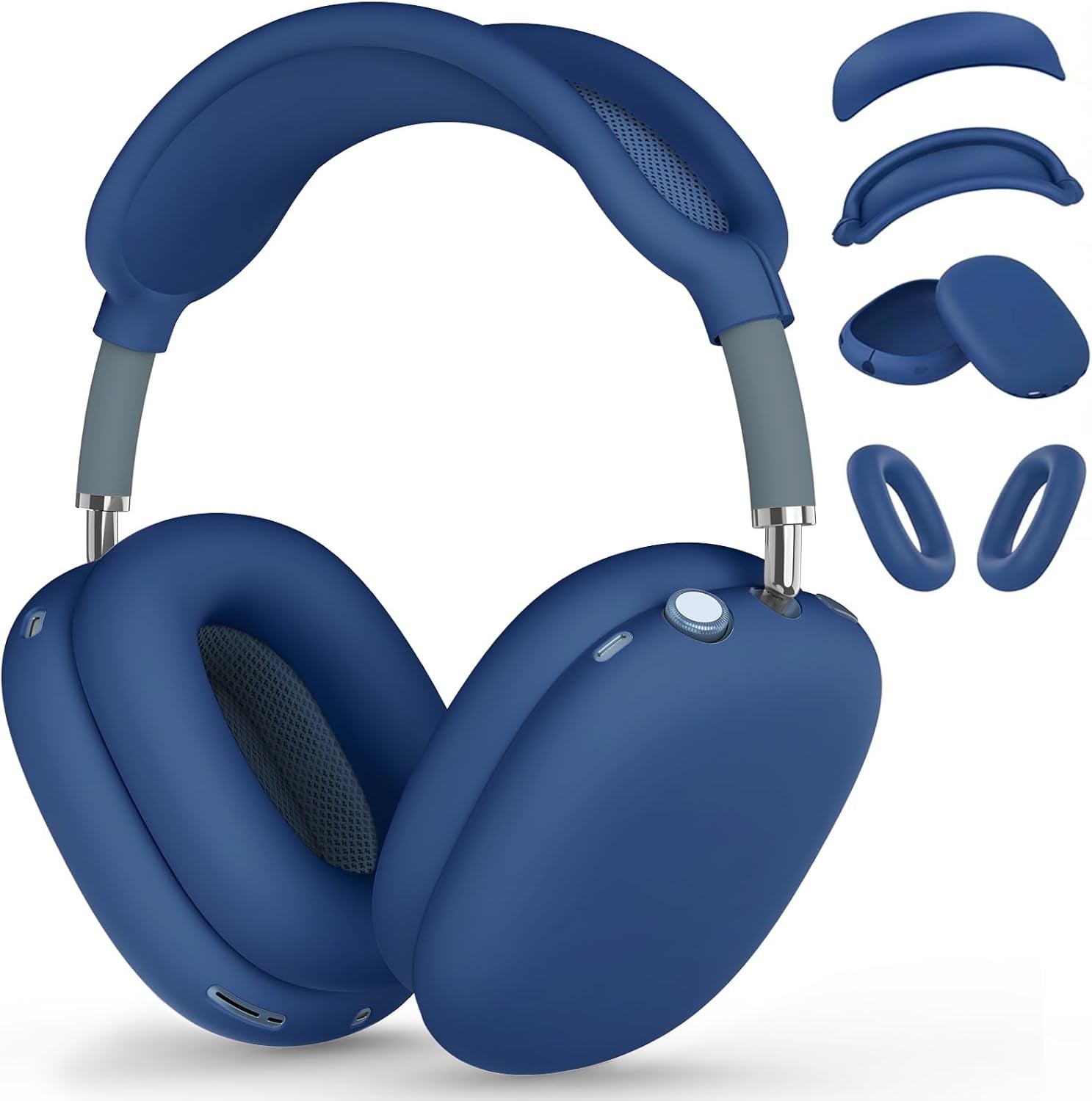 Silicone Case Cover for Airpods Max, Ear Pad Case Cover/Ear Cups Cover/Headband Cover for Airpods Max Headphones, Accessories Soft Silicone Protector for Apple Airpods Max New USB-C (2024) (Dark Blue)