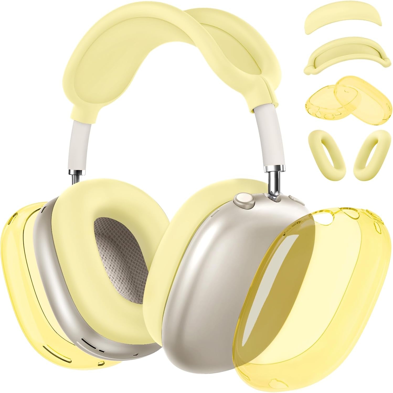 Silicone Case Cover for Airpods Max 2, Clear Soft TPU Ear Cups Cover/Ear Pad Case Cover/Headband Cover for Airpods Max 2/1 (2026/2024/2020), Transparent Accessories for Apple Airpods Max, Yellow