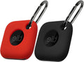 Silicone Case for Tile Mate 2024, Tile Mate 2022, Soft Scratch Resistant Cover with Carabiner (2 Pack Black+Red)