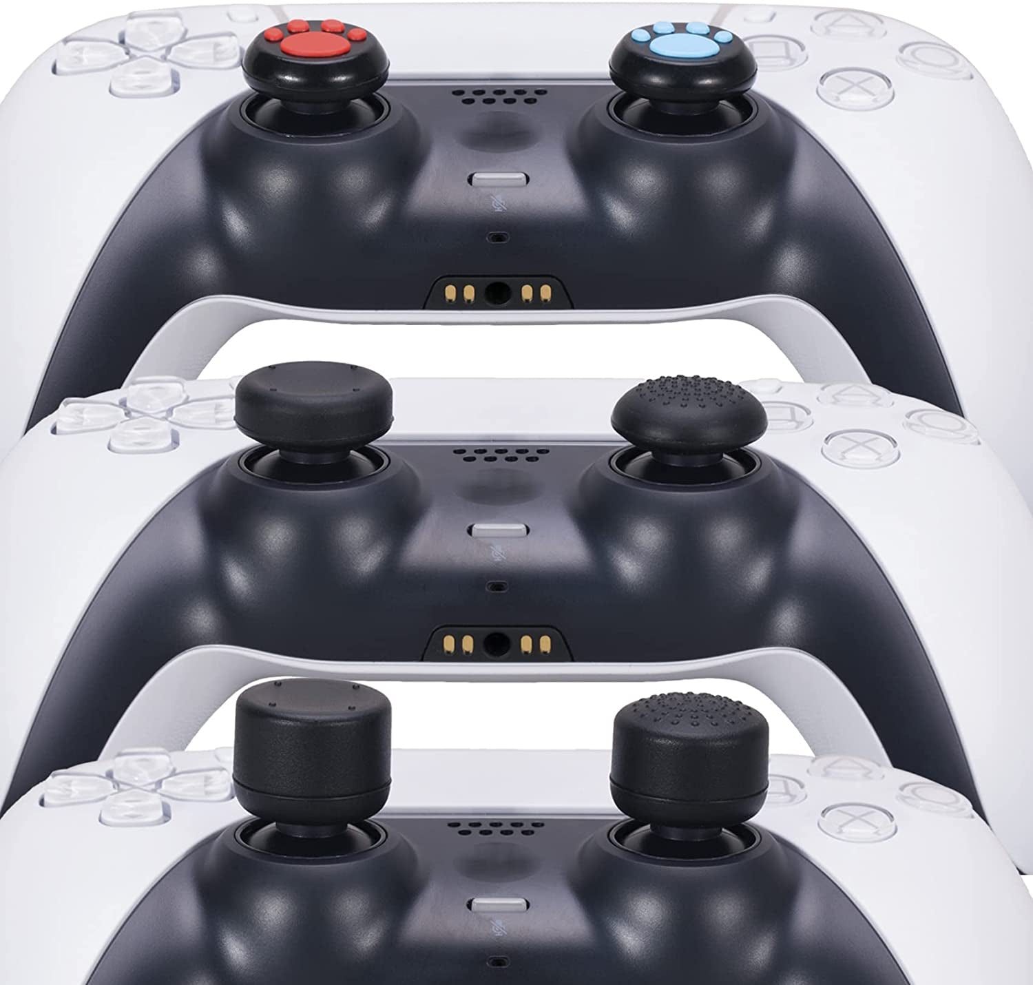 Studded Silicone Rubber Gel Customizing Skin Cover for PS5 Controller X 1(Camouflage Blue) with Pro Thumb Grips X 10
