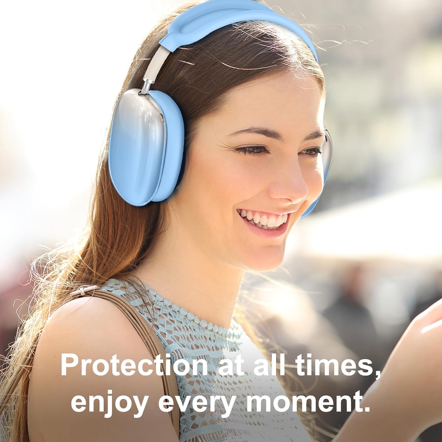 Silicone Case Cover for Airpods Max 2, Clear Gradient Soft TPU Ear Cups Cover/Ear Pad Case Cover/Headband Cover for Airpods Max 2/1 (2026/2024/2020), Transparent Accessories for Apple Airpod Max, Blue