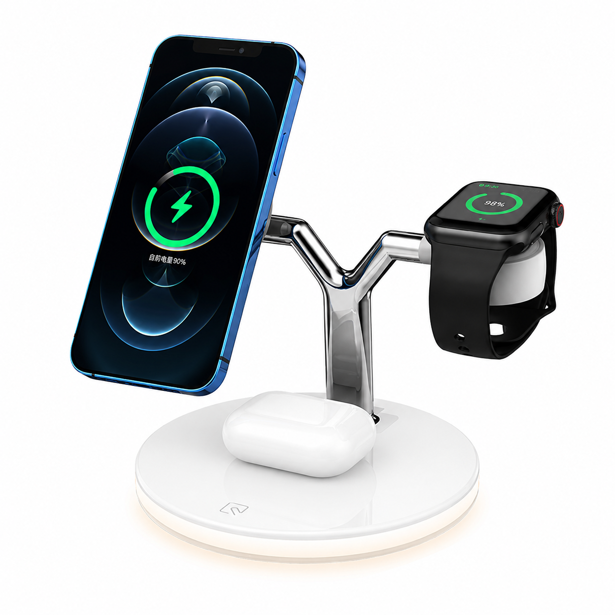 Compatible with Apple, 3 in 1 Magnetic Wireless Charger 15W Fast Charging Station for Magsafe Chargers