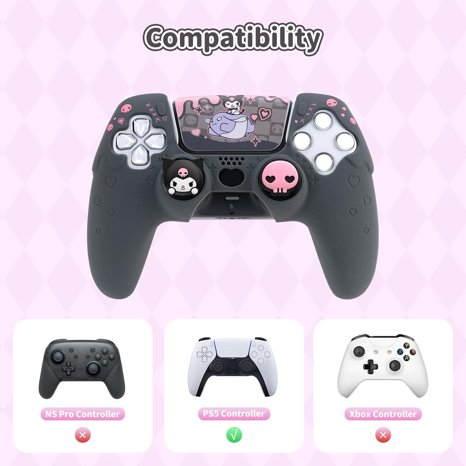 Silicone PS5 Controller Cover Skin Set,Anti-Slip Soft Protective Case for Ps5 Wireless Controller with 2 Thumb Grip Caps and 1 Sticker (Kml-Black)