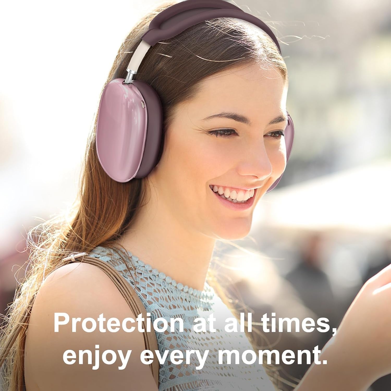 [4 in 1] Silicone Case Cover for Airpods Max, Clear Soft TPU Ear Cups Cover/Ear Pad Case Covers/Headband Covers Transparent Accessories for Apple Airpods Max (2024/2020)(Usb-C/Lightning), Burgundy