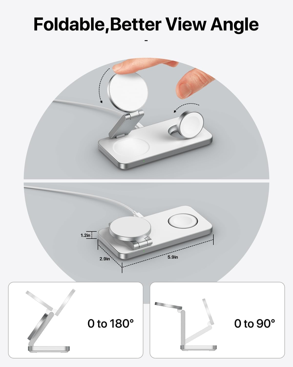 for Magsafe Charger,3 in 1 Wireless Charger,Foldable Wireless Charging Station for Iphone Air/17/16/15/14/13/12,Travel Magnetic Charger for Airpods Pro 3/2 and Apple Watch (White)