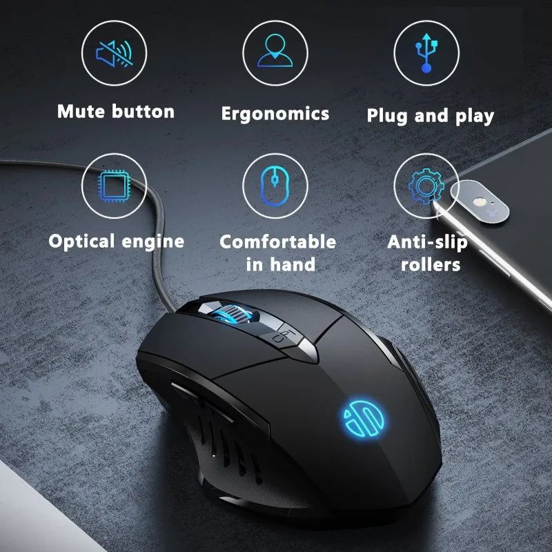W1 Wired Mouse Esports Gaming Mouse Silent Office Mouse Three Keys and Six Keys Are Optional
