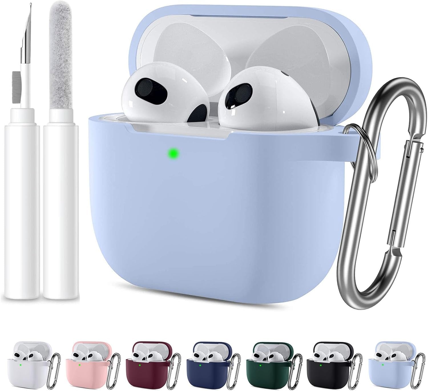 Compatible with Airpods 4 Case Cover for Women and Men, Soft Silicone Protective Covers for Airpods 4Th Generation 2024 Cases with Cleaner Kit and Keychain Front LED Visible Lilac
