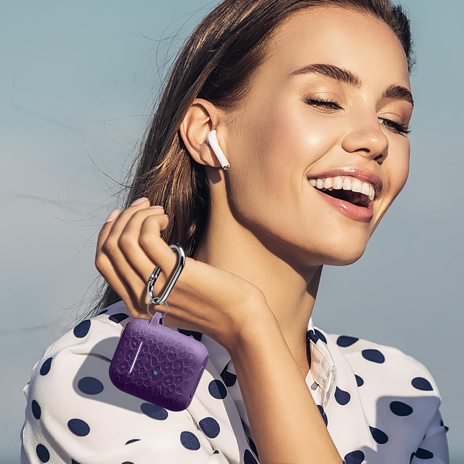 Compatible with Airpod Case and Airpods 2Nd Generation Case Leopard Engraved Skin Cover Compatible with Apple Airpods 2Nd/1St Charging Case,Cute Soft Silicone Full Protective, Purple