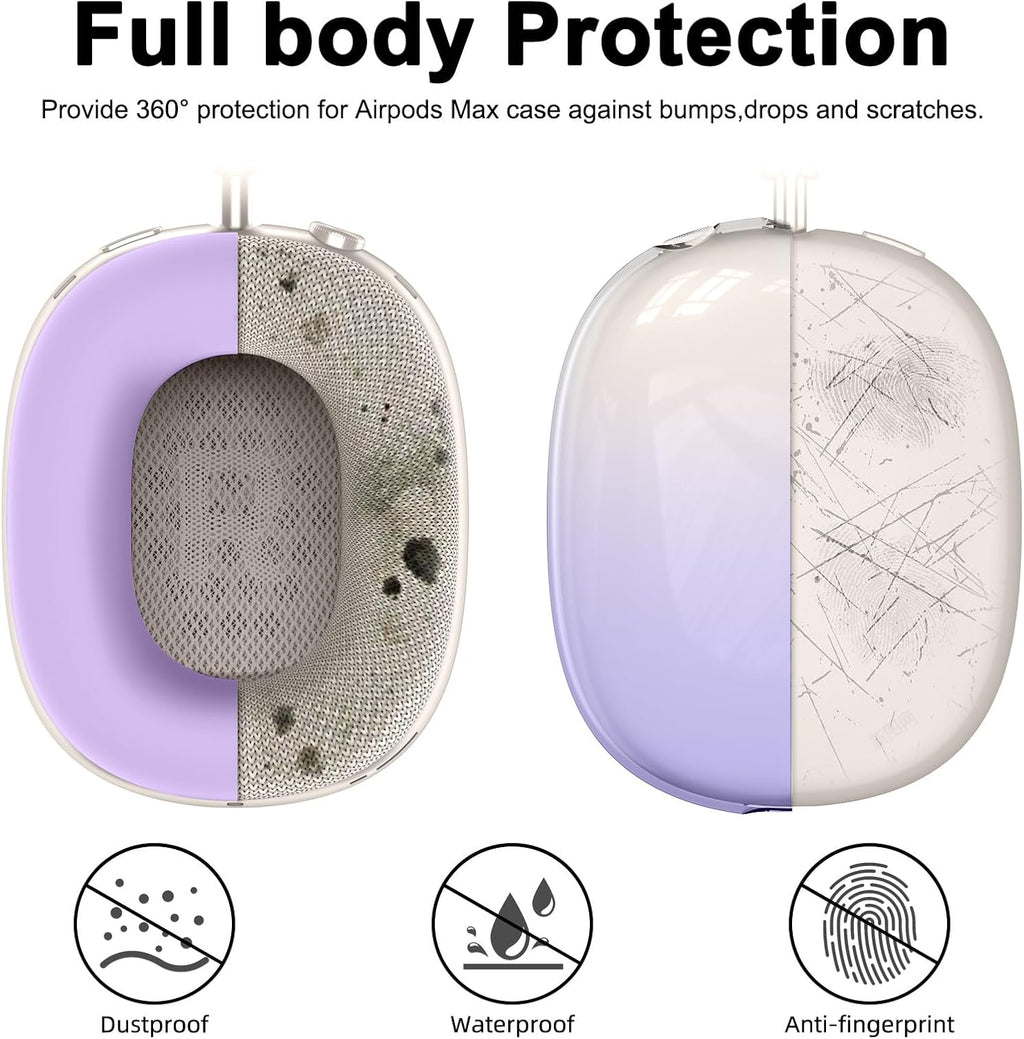 Silicone Case Cover for Airpods Max 2, Clear Gradient Soft TPU Ear Cups Cover/Ear Pad Case Cover/Headband Cover for Airpods Max 2/1 (2026/2024/2020),Transparent Accessories for Apple Airpod Max,Purple