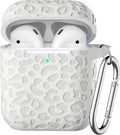 Compatible with Apple Airpods 1St/2Nd Generation Charging Case, Stylish Soft Silicone Leopard Print Engraved Protector with Keychain Compatible with Airpods Case, Starlight