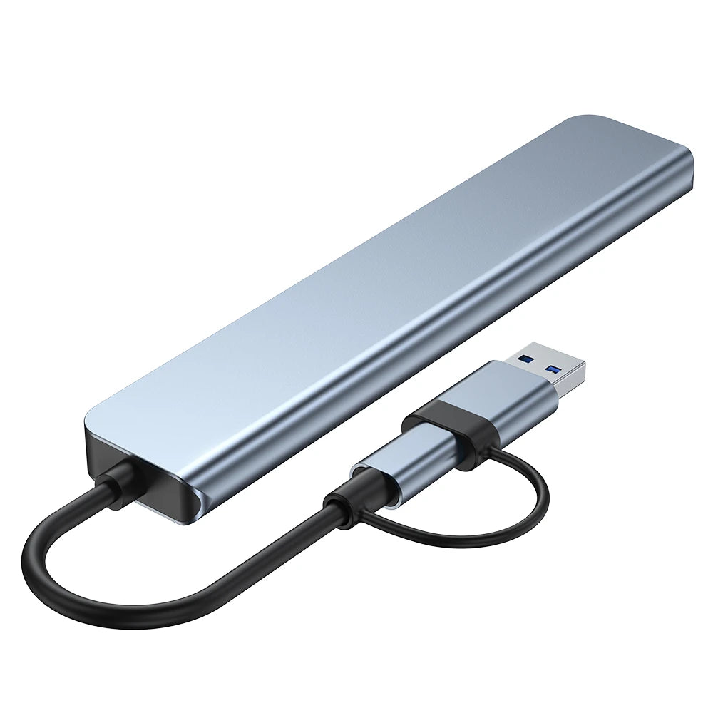 7 in 1 Type-C Docking Station with USB Adapter USB2.0*4 USB3.0 USB-C Data PD5W USB-C Multiport Hub Splitter Adaptor for PC Laptop