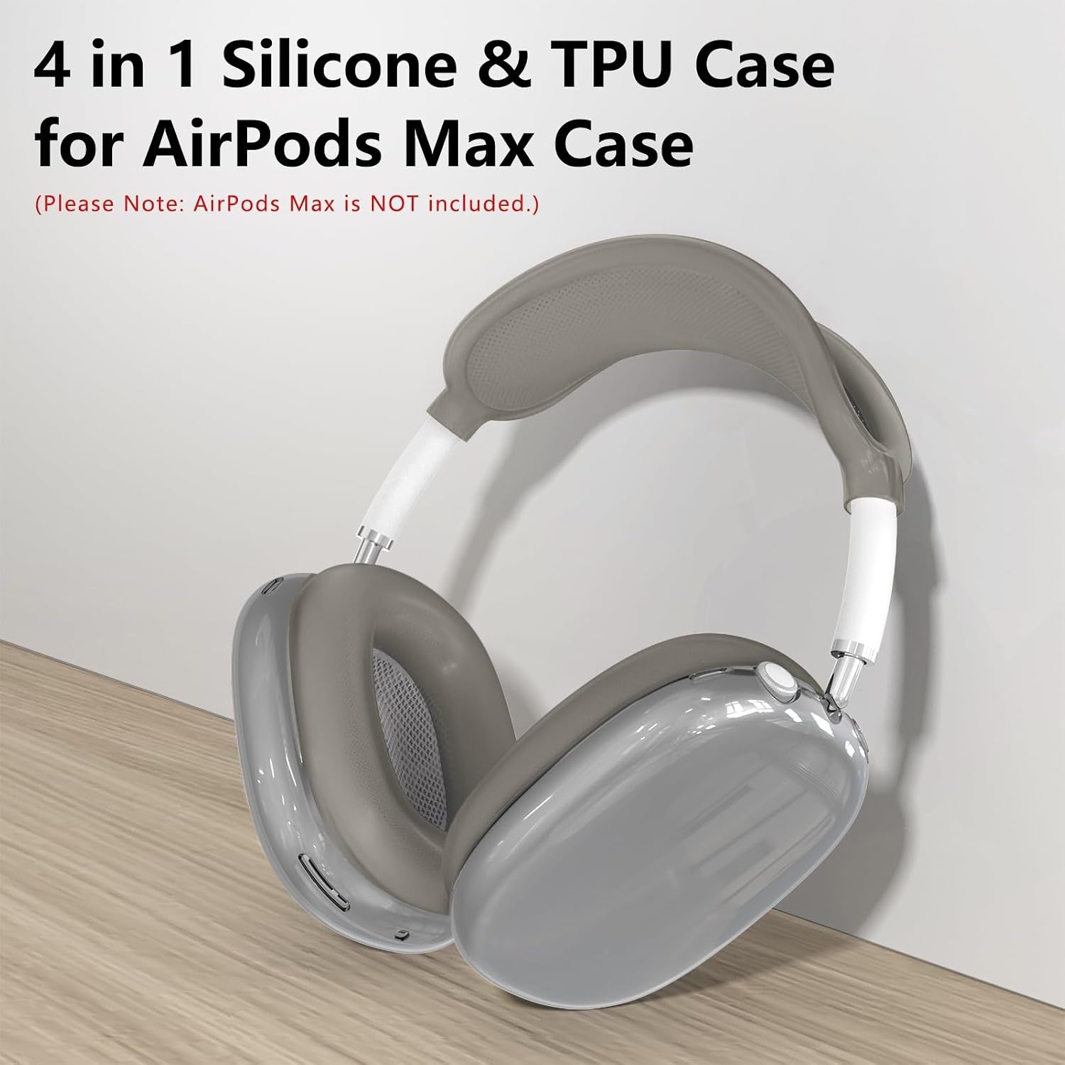 Silicone Case Cover for Airpods Max 2, Clear Soft TPU Ear Cups Cover/Ear Pad Case Cover/Headband Cover for Airpods Max 2/1 (2026/2024/2020),Transparent Accessories for Apple Airpods Max, Foggy Black