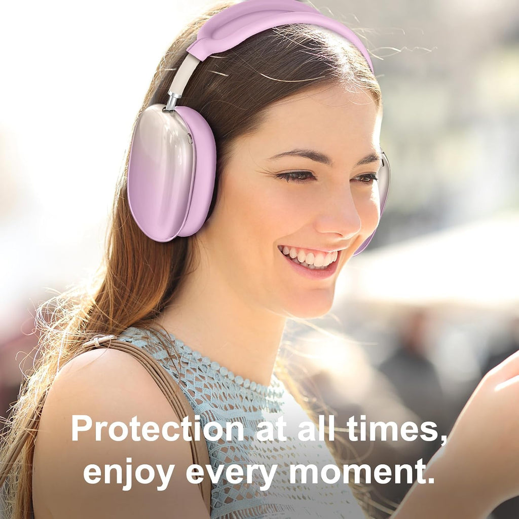 Silicone Case Cover for Airpods Max 2,Clear Gradient TPU Ear Cups Cover/Ear Pad Case Cover/Headband Cover for Airpods Max 2/1 (2026/2024/2020),Transparent Accessories for Apple Airpod Max,Light Purple