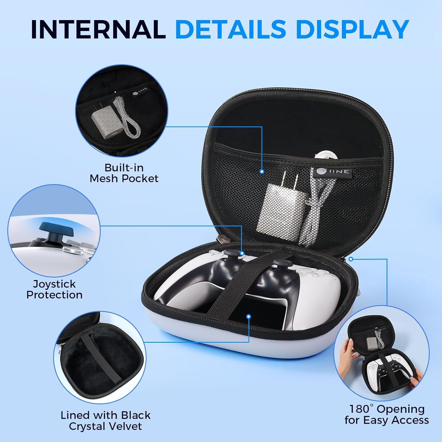 Carry Case Compatible with PS5 Controller, PS5 Controller Durable Hard Shell Carrying Case, Shock-Resistant PS5 Controller Storage Case for Travel and Home Use