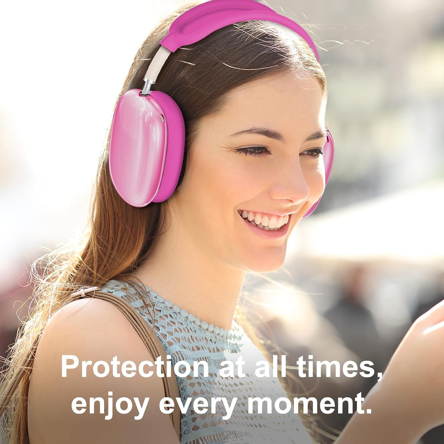 Silicone Case Cover for Airpods Max 2, Clear Soft TPU Ear Cups Cover/Ear Pad Case Cover/Headband Cover for Airpods Max 2/1 (2026/2024/2020), Transparent Accessories for Apple Airpod Max, Hot Pink
