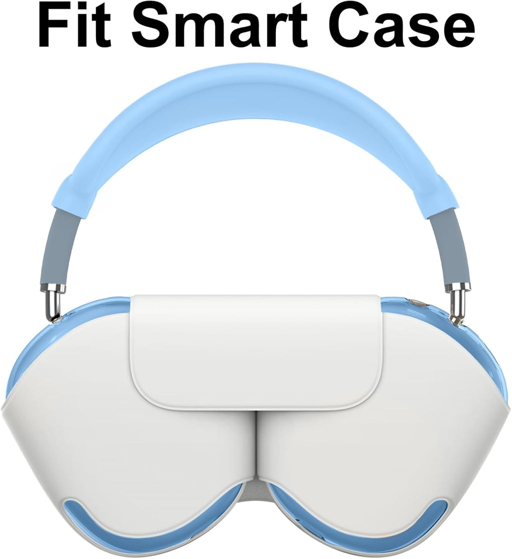 [4 in 1] Silicone Case Cover for Airpods Max, Clear Soft TPU Ear Cups Cover/Ear Pad Case Cover/Headband Cover for Airpods Max (2024/2020), Transparent Accessories for Apple Airpod Max (Usb-C),Sky Blue