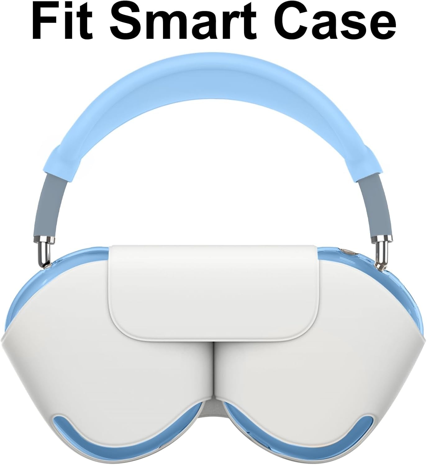 [4 in 1] Silicone Case Cover for Airpods Max, Clear Soft TPU Ear Cups Cover/Ear Pad Case Cover/Headband Cover for Airpods Max (2024/2020), Transparent Accessories for Apple Airpod Max (Usb-C),Sky Blue