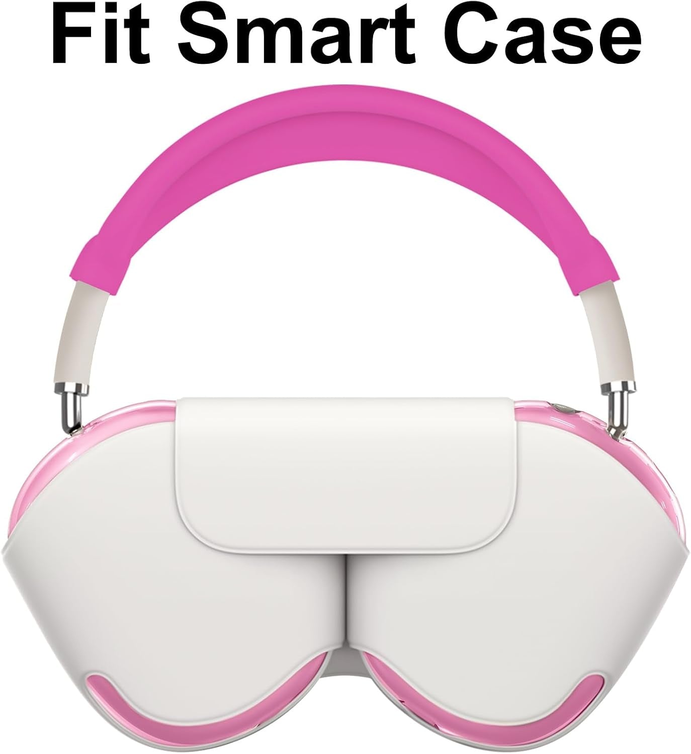 Silicone Case Cover for Airpods Max 2, Clear Soft TPU Ear Cups Cover/Ear Pad Case Cover/Headband Cover for Airpods Max 2/1 (2026/2024/2020), Transparent Accessories for Apple Airpod Max, Hot Pink